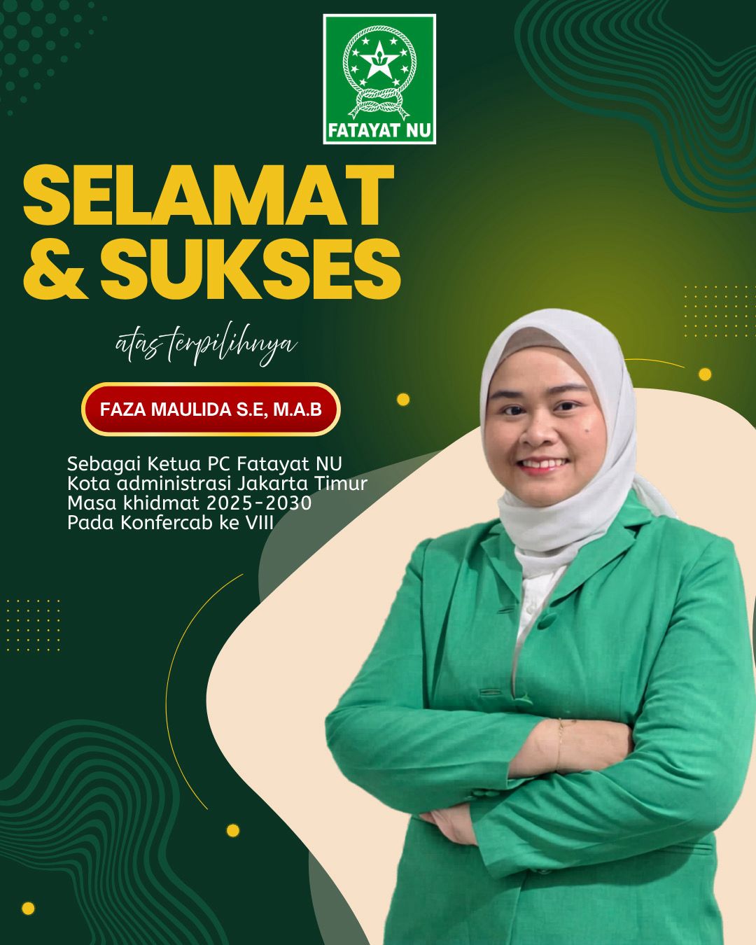 Estafet Kepemimpinan: Faza Maulida Terpilih Jadi Ketua PC Fatayat NU Jakarta Timur 2025-2030