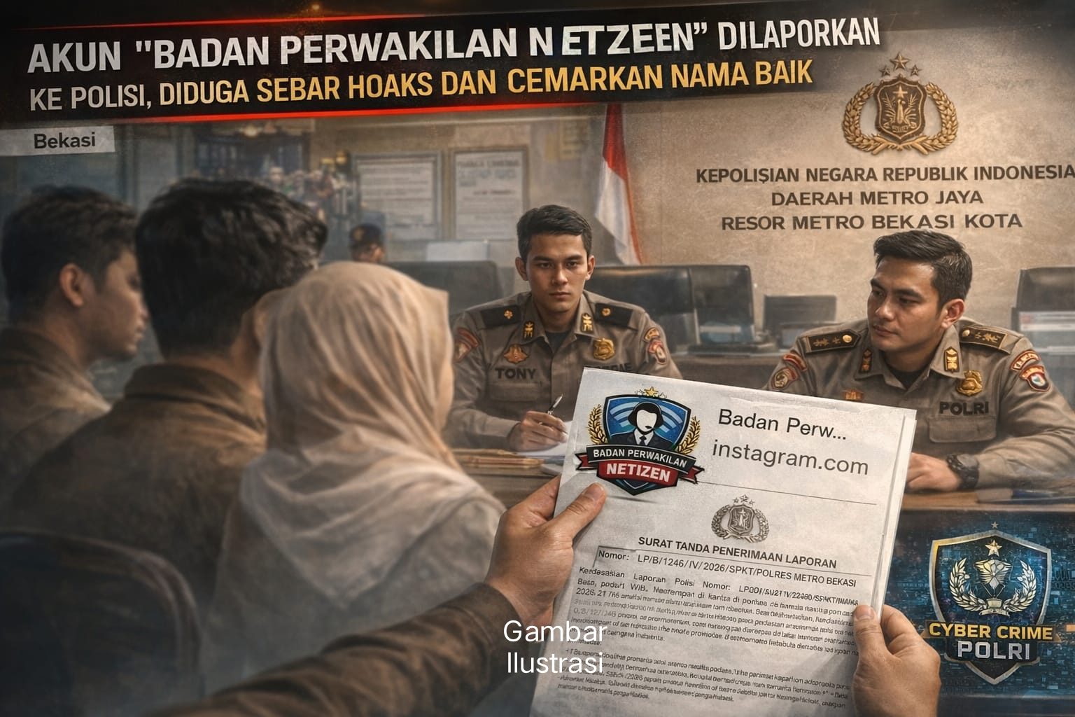 Akun “Badan Perwakilan Netizen” Dilaporkan ke Polisi, Diduga Sebar Hoaks dan Cemarkan Nama Baik