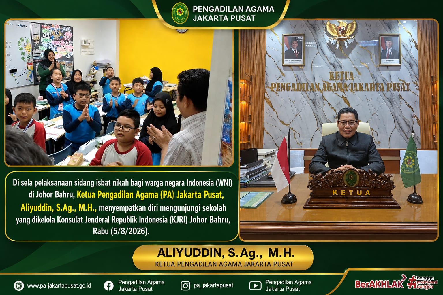 Di Tengah Sidang Isbat Nikah, Ketua PA Jakarta Pusat Bangun Semangat Belajar dan Tertib Hukum WNI di Malaysia