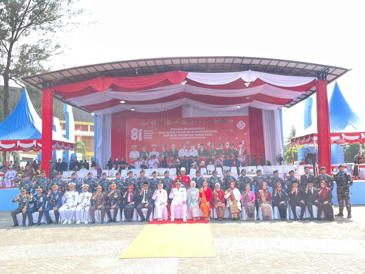 Danlanal Bintan Hadiri Upacara HUT Ke-81 Kemerdekaan RI Tingkat Kabupaten Bintan