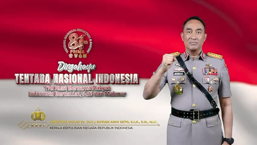 Peringati HUT Ke-81 TNI, Kapolri Tegaskan Sinergi Kuat TNI–Polri untuk Indonesia