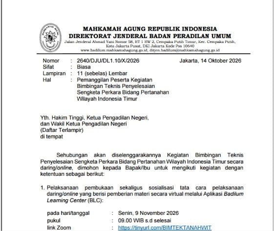 Badilum Panggil 138 Hakim & Pimpinan PN, Perkuat Penanganan Sengketa Pertanahan