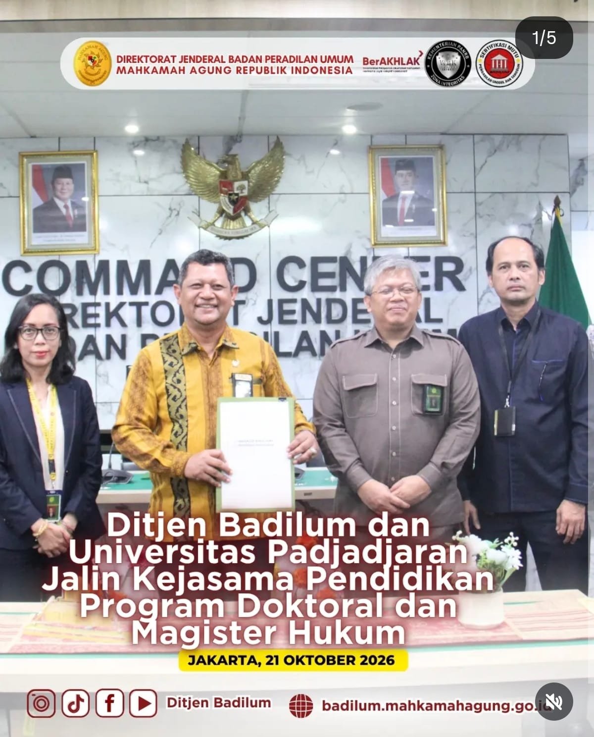 Ditjen Badilum Gandeng Unpad, Buka Peluang Pendidikan Doktor dan Magister Hukum bagi Hakim dan Aparatur Peradilan